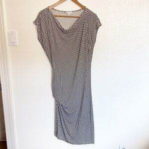 Cabi Monroe Ruched Draped Black White Dress